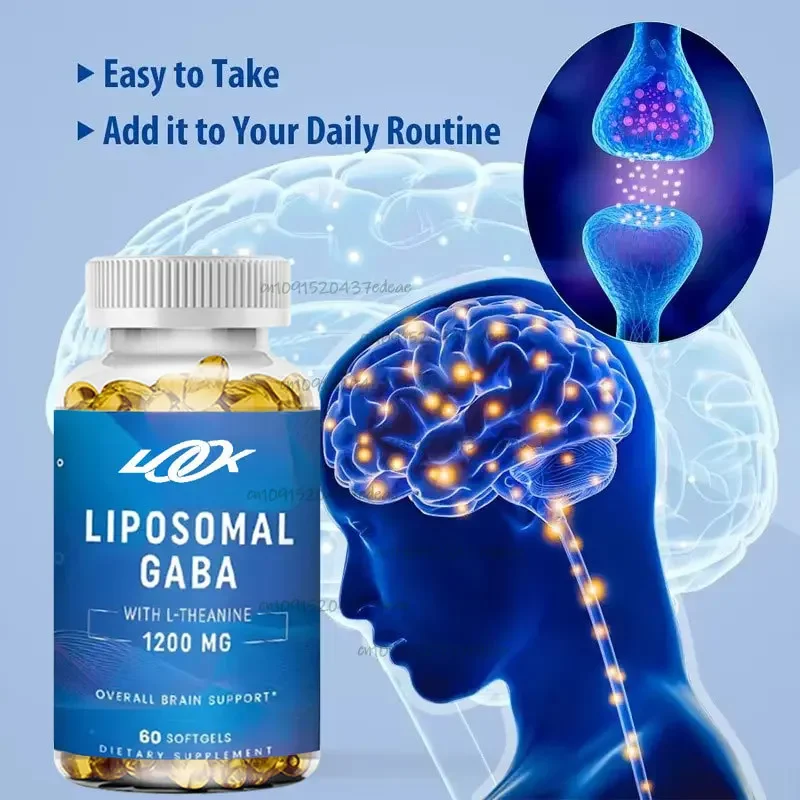 GABA Contains High Concentration Theanine Supplement 1200mg High Bioavailability Liposome Adult 60 Capsules