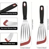 Stainless steel silicone spatula, high temperature resistant frying fish cooking spatula flipper kitchen household steak spatula 2