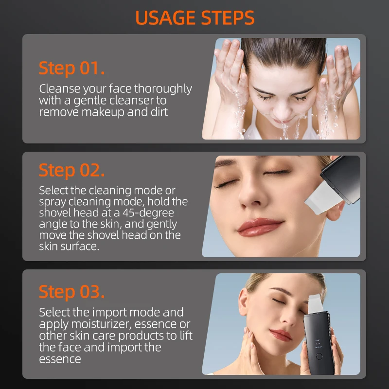 EMS Ultrasonic skin blackhead scrubber IXP5 waterproof low-noise phototherapy facial lifting ultrasonic facial cleaning peeler