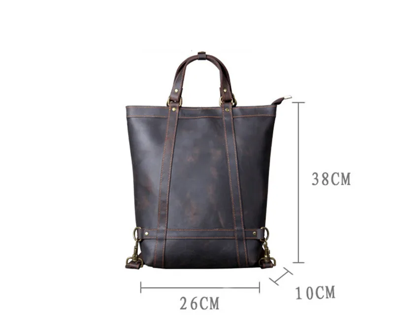 Pndme Vintage verrückte Pferd Rindsleder Männer Frauen Rucksack Reisen natürliche Echt leder multifunktion ale Bagpack Arbeit Laptop Bücher tasche – Detail 1