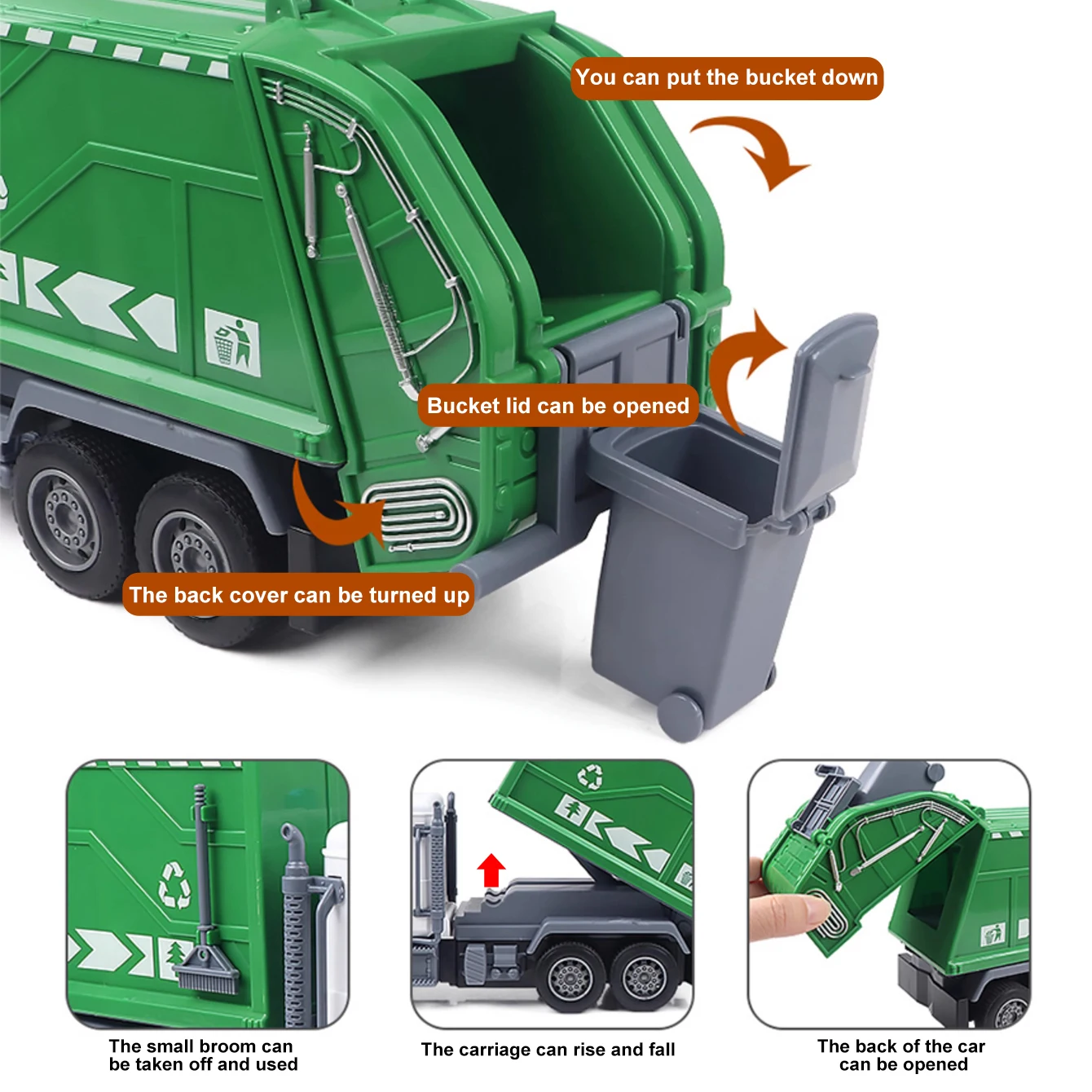Remote control sanitation vehicle charging children's dump truck toy, RC remote control truck toy with light/sound effects 2