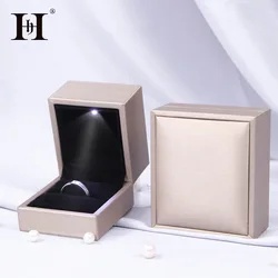 Ring box Brushed Leather Led Light Jewelry Box Eardrops Stud Earrings Bracelet Box Wholesale