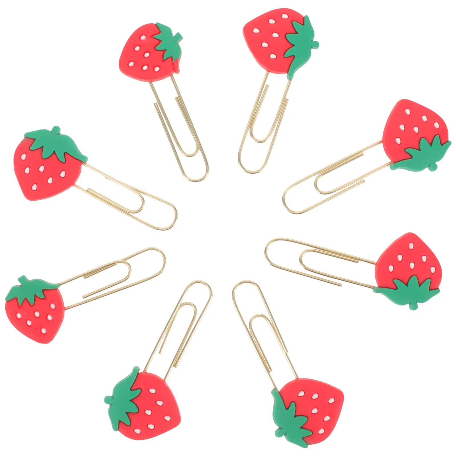 

8pcs Korean Ins Style Cartoon Pattern Paper Clip Binding Pin Office Paper Clip Bookmark(Strawberry)