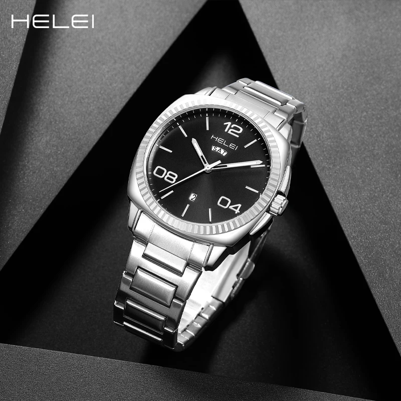 HELEI Luxury Brand Seiko Original Watch Gradient Exquisite Dial Steel Waterproof Luminous Fashion Luminous Quartz Watch
