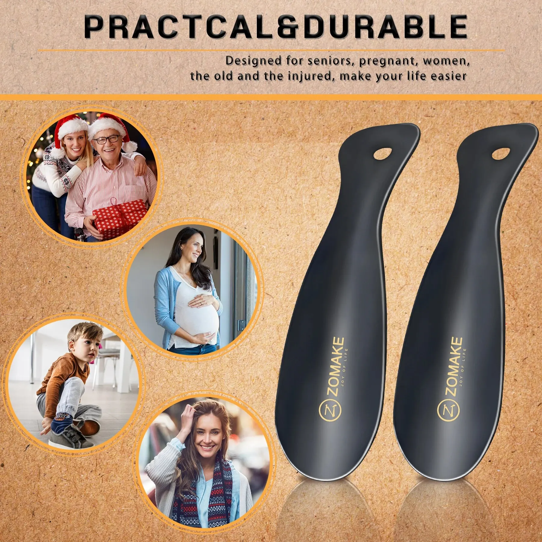 Calzascarpe In Metallo ZOMAKE - 9 Cm, Con Manico In Pelle E Portachiavi, Portatile - Foto 6