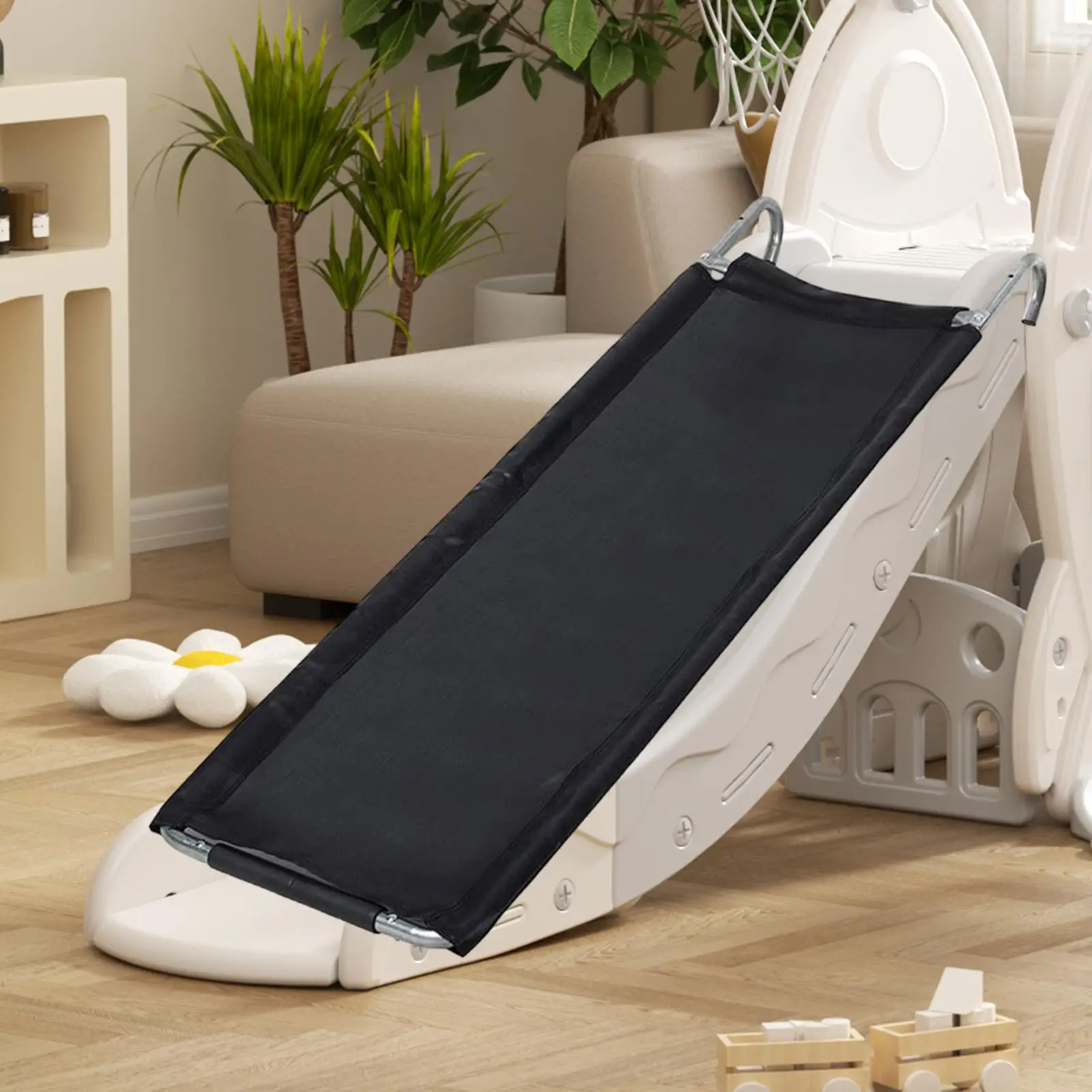 Trampoline Slide Kids Slide with Hooks Easy to Assemble Wide Step Ladder for Kids Trampoline Accessories Tube Pipe Slide Down