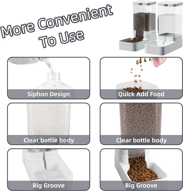 Dog Feeder Cat Water Dispenser Automatic Cat Feeder and Cat Water Dispenser Gravity Cat Feeder Food Storage Dispenser Container 3