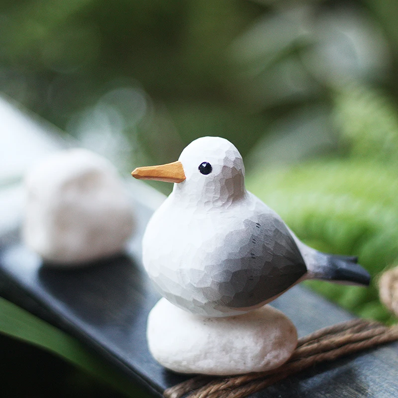 수공예 나무 조각 갈매기 장식품 북유럽 스타일 데스크탑 장식품 원목 조각품 그녀를 위한 선물