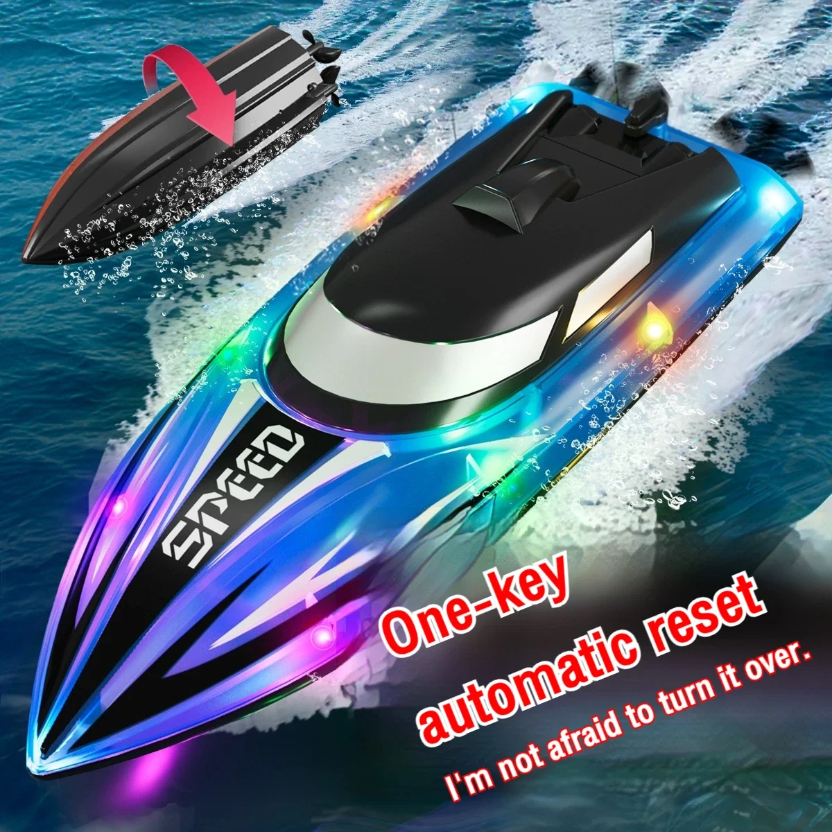 Bateau RC Télécommandé avec Lumières LED - 2 Batteries