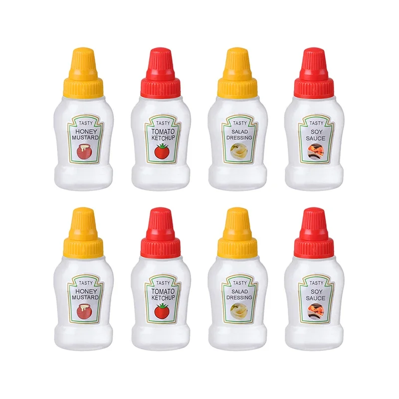 

4/8pcs Mini Condiment Squeeze Bottles 25ml Honey/Ketchup/Soy Sauce/Salad Dressing Dispensers Lunchbox Squeezable Containers Jars