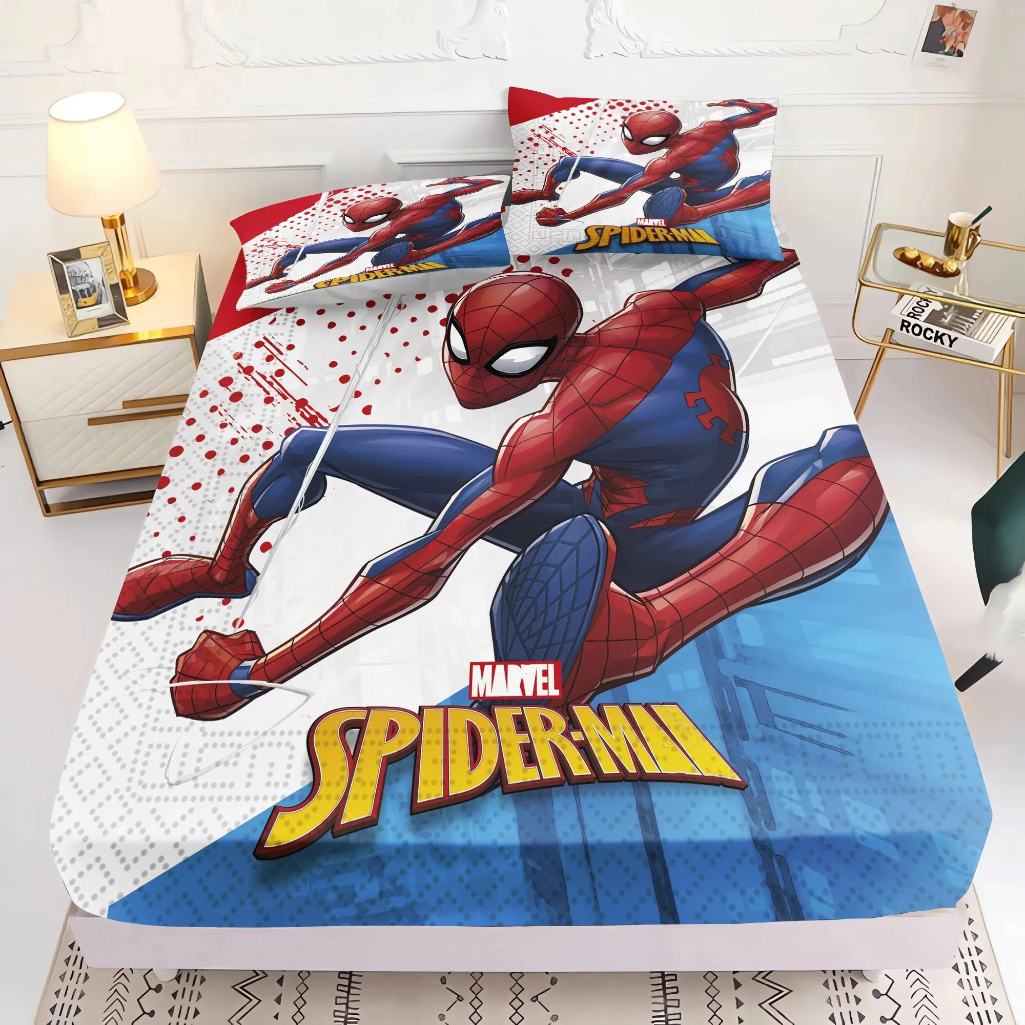 Kid's Single Bed Sheets Blue 100% Cotton Spiderman 160x260