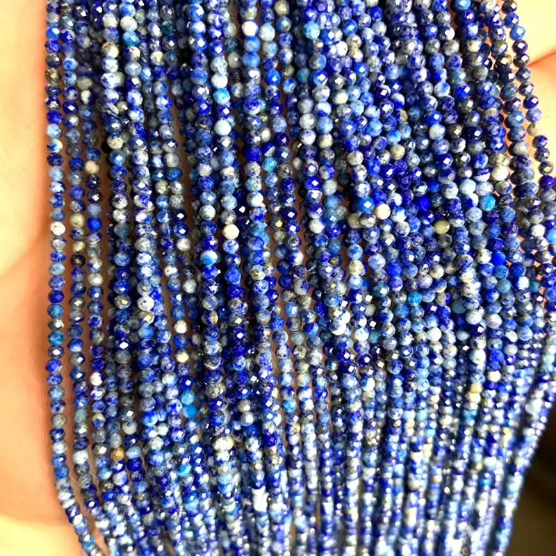 

2/3/4mm Natural Stone Blue Lapis lazuli Loose Spacer Beads For DIY Necklace Bracelet Couple Jewelry Accessories