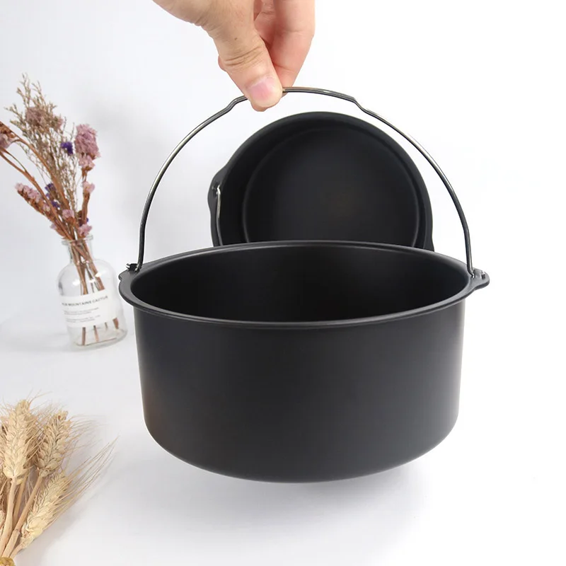 8/7/6 Inch Air Fryer Pot Baking Mold Non-stick Round Tray Pan Roasting Pizza Cake Basket Bakeware Kitchen Cooking Accessories cake mold cake baking tools cake making tools baking cake ring baking storage tray