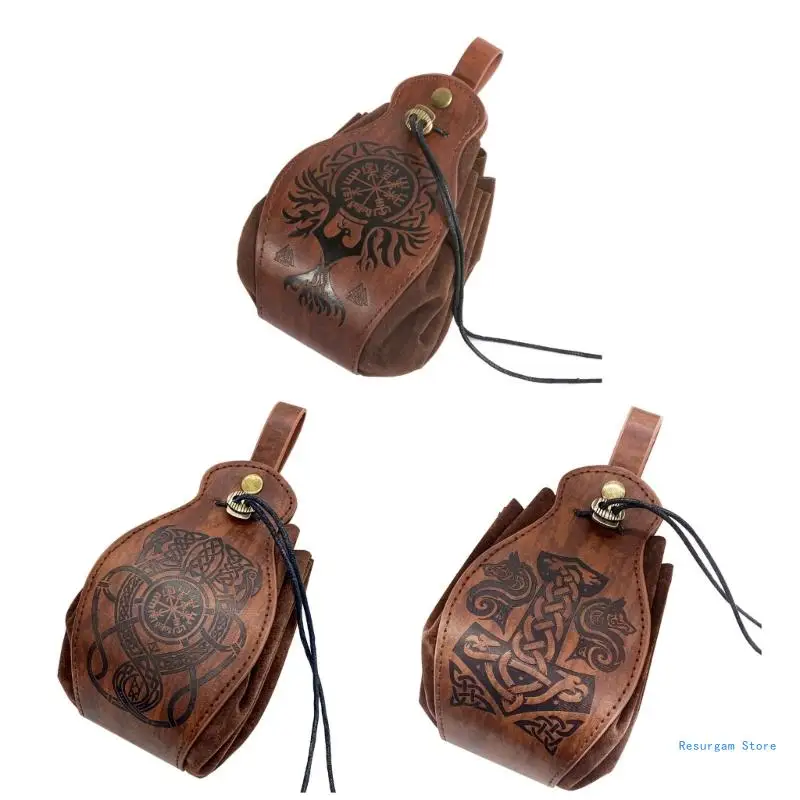 

Vintage Waist Bag Portable PU Leather Drawstring Handmade Bag Tray, Coin Purse, Drop Shipping