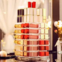 53 Lattices Acrylic Lipstick Tower 360 Degree Rotating Makeup Lip Gloss Storage Rack Nail Polish Organizer Cosmetic Display Case 1