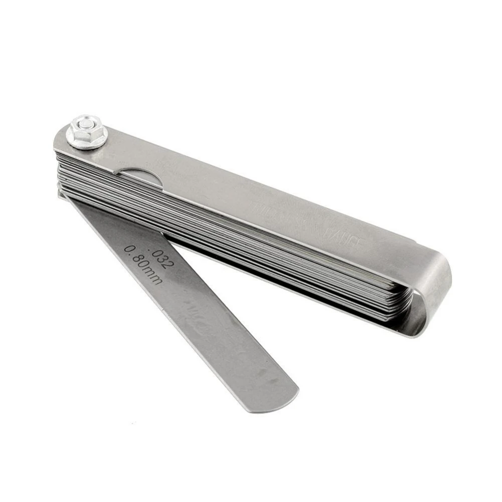Stainless Steel Feeler Gauge 32 Blades Scale 0.04-0.88mm Thickness Gap Metric Imperial Filler for Pressure Gauge Valve Gasket