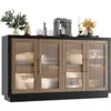 Buffet Cabinet with Storage, 55.1" Large Sideboard Buffet Cabinet, Modern Sideboard Kitchen Cabinet with 4 Fluted Glass Doors 2