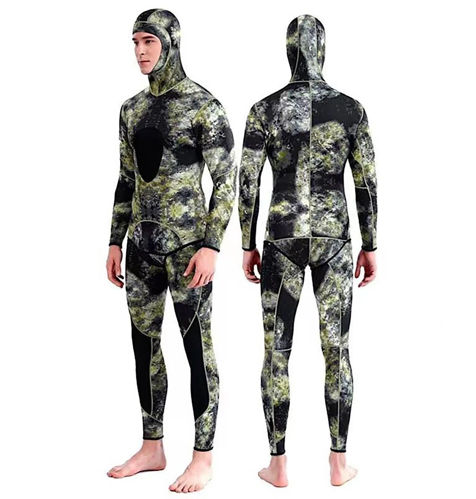 3mm CR Freediving Hunting Fish Suit Camouflage Two Piece Wetsuit for Men Snorkeling Kayak Swimming Harpoon Fishing Diving Suits diving suits,kayak dry suit