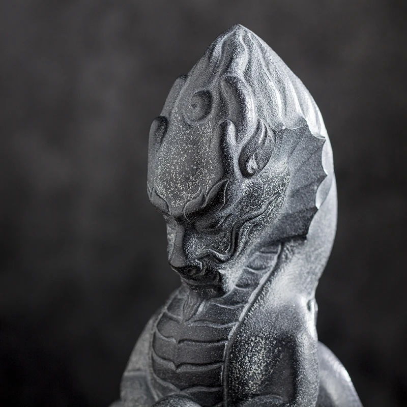 Drachenstatue, Stein, Tierskulptur, exquisite handgeschnitzte schwarze Granit-Figur, Heimdekoration, Sammlerstück, Feng Shui-Kunstgeschenk – Detail 9