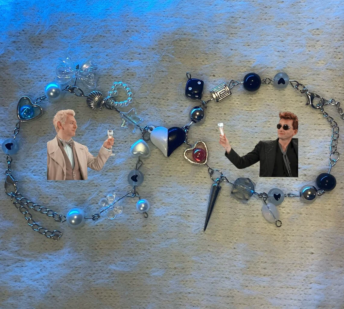 Браслеты для пары Good Omens, good omens, aziracrow, crowley, aziraphale, good omens merch , good omens pin, magnetic br