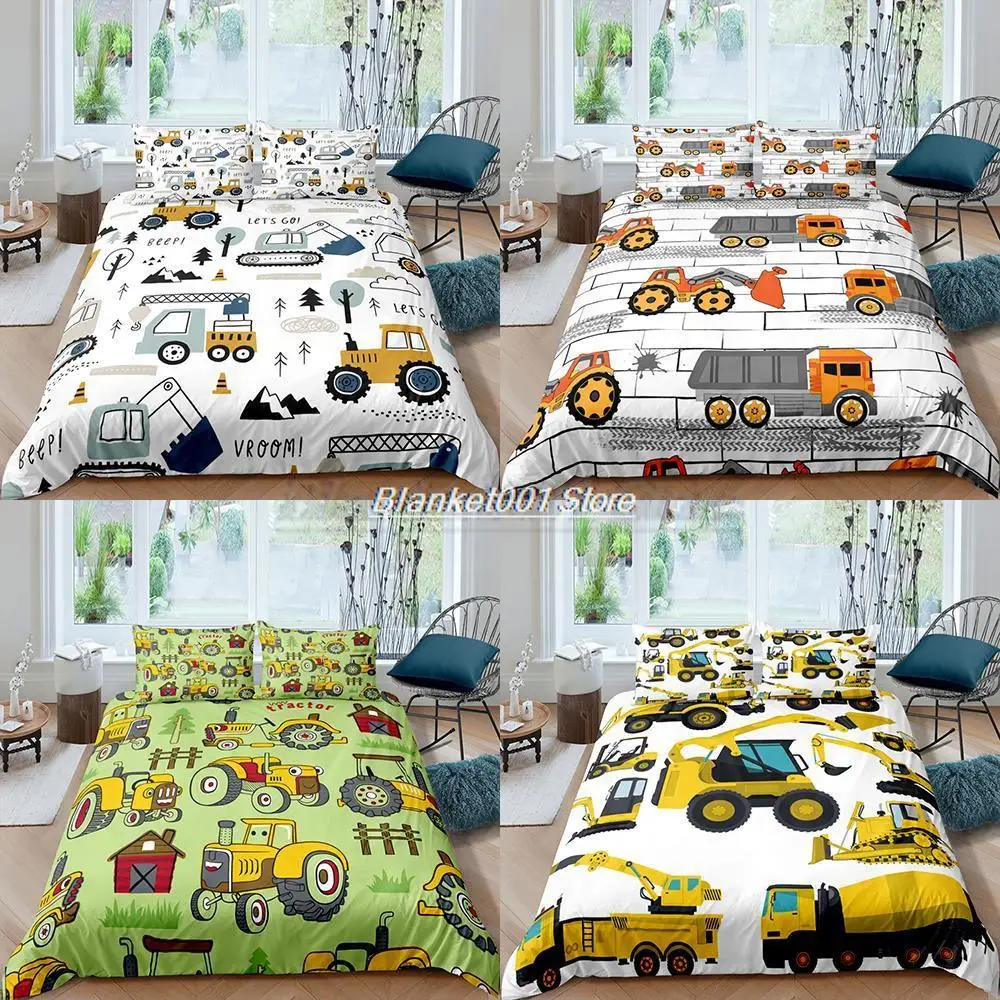 

Home Textiles Luxury 3D Tractor Duvet Cover Set Pillowcase Kids Bedding Set AU/EU/UK/US Queen and King Size Bedding