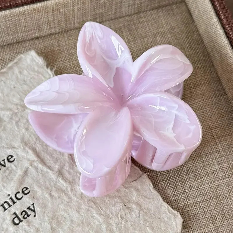 Frangipani Fresh and Sweet Egg Flower Back of Head Disc Hair Shark Clip Hair Ornament Claw Hair Clips for Women