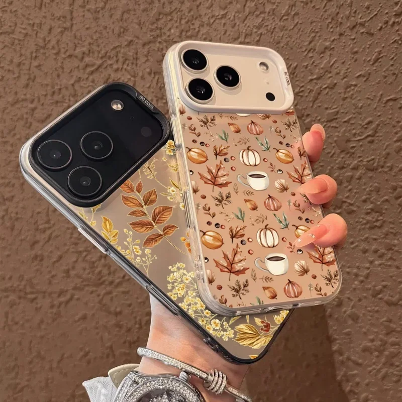 Autumn Mushrooms Decorative Phone Case with Festive Christmas Design