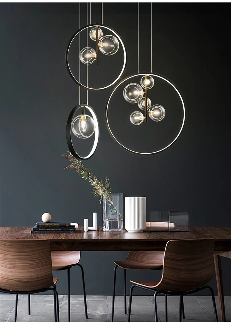 Nordic Designer Bubble Ball Dining Table Chandelier Restaurant Living Room Bar Creative Personality Glass Lighting Fixtures chandelier light