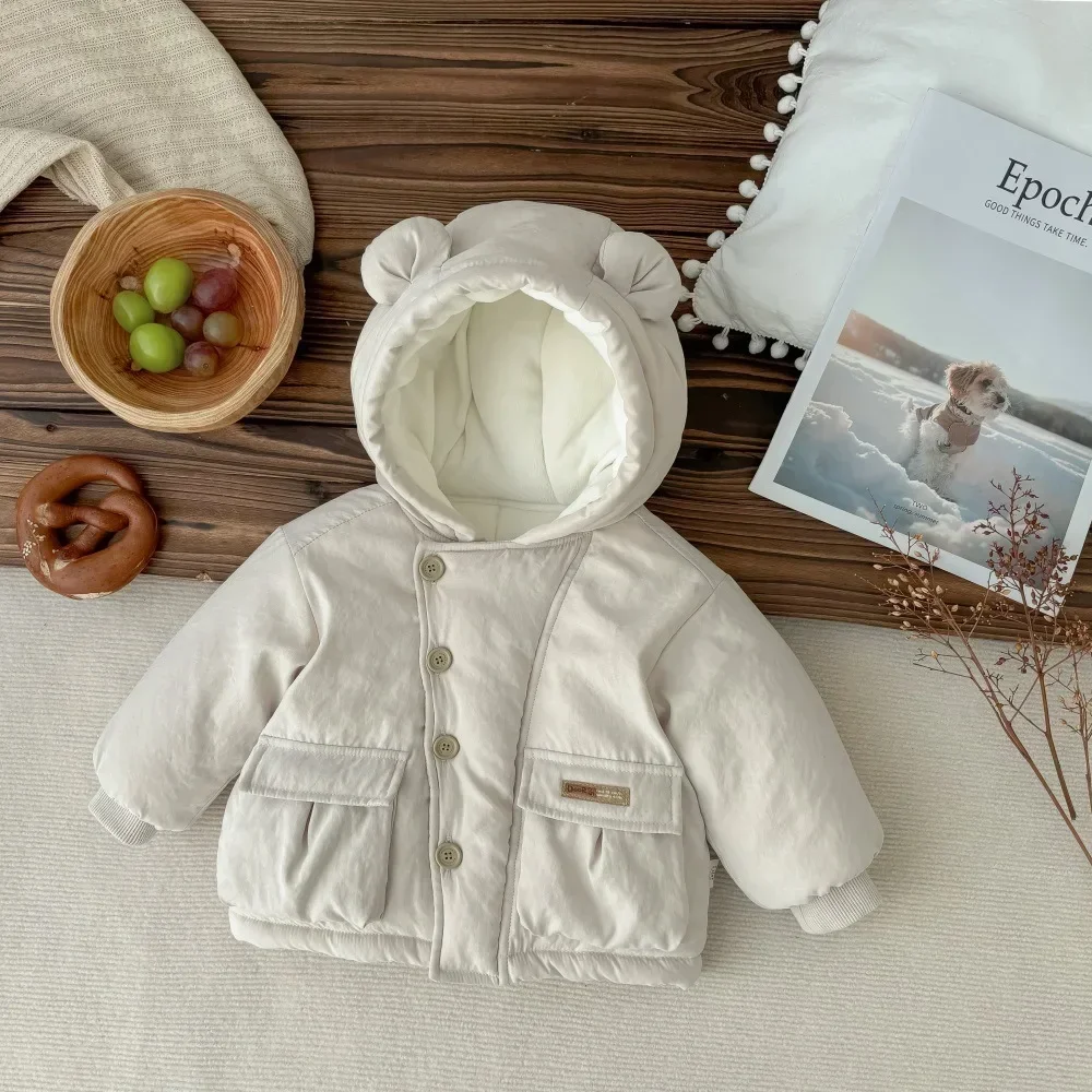 Kids Baby Girls Boys Thicken Fashion Clothing Top Outwear , Winter New in Toddler Kids Solid Color Jacket 0-3Y