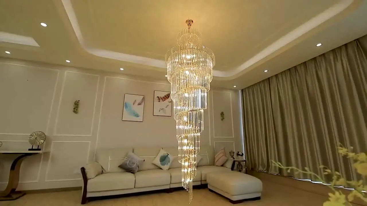 Lustres LED, Escalier Moderne Lustre En Cristal De Luxe Spirale Design Hall Luminaire Salon Salle À Manger Suspension Fil Cristal Lampe Loft (Size : Dia80H25013bulb