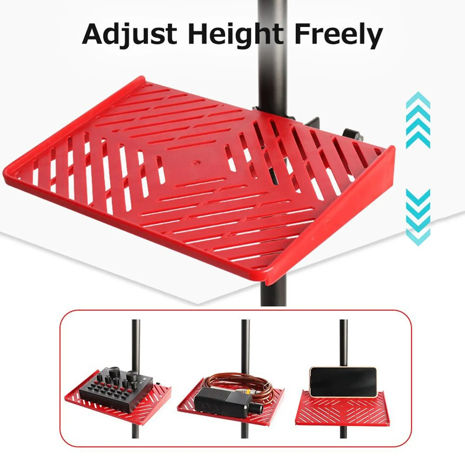 Universal Mic Stand Soundcard Tray Shelf Supporter Guitar Live Performance Stand Adjustable ABS Pallet