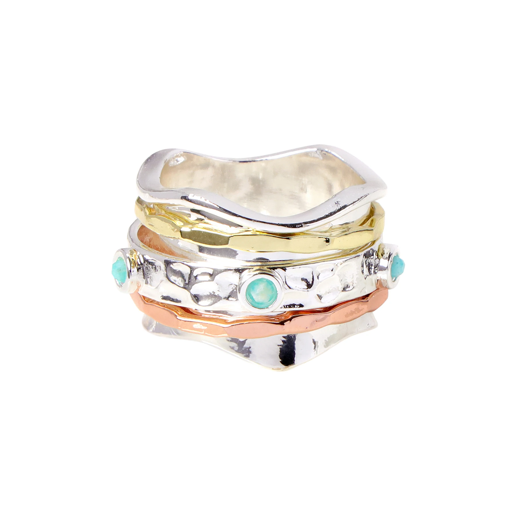 

Handmade Amazonite Tri Tone Spinner Ring Fashion Spinner Ring for Women