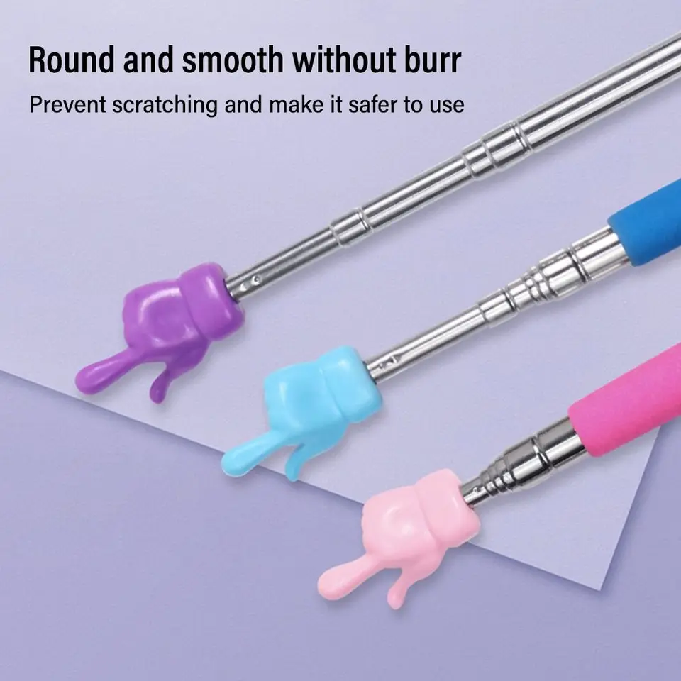 4 Puntatori Telescopici A Forma Di Dito Per Insegnanti – Estensibili Da 20 A 67 Cm – Colorati In Bianco, Azzurro, Rosa Chiaro E Rosa Scuro - 3
