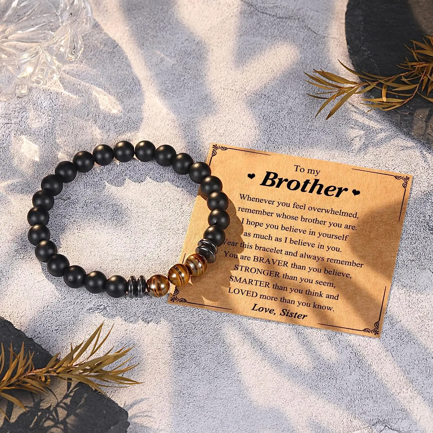 Pulsera De Piedra Natural Para Hombre, Cuentas De 8 Mm, Elás | Meses