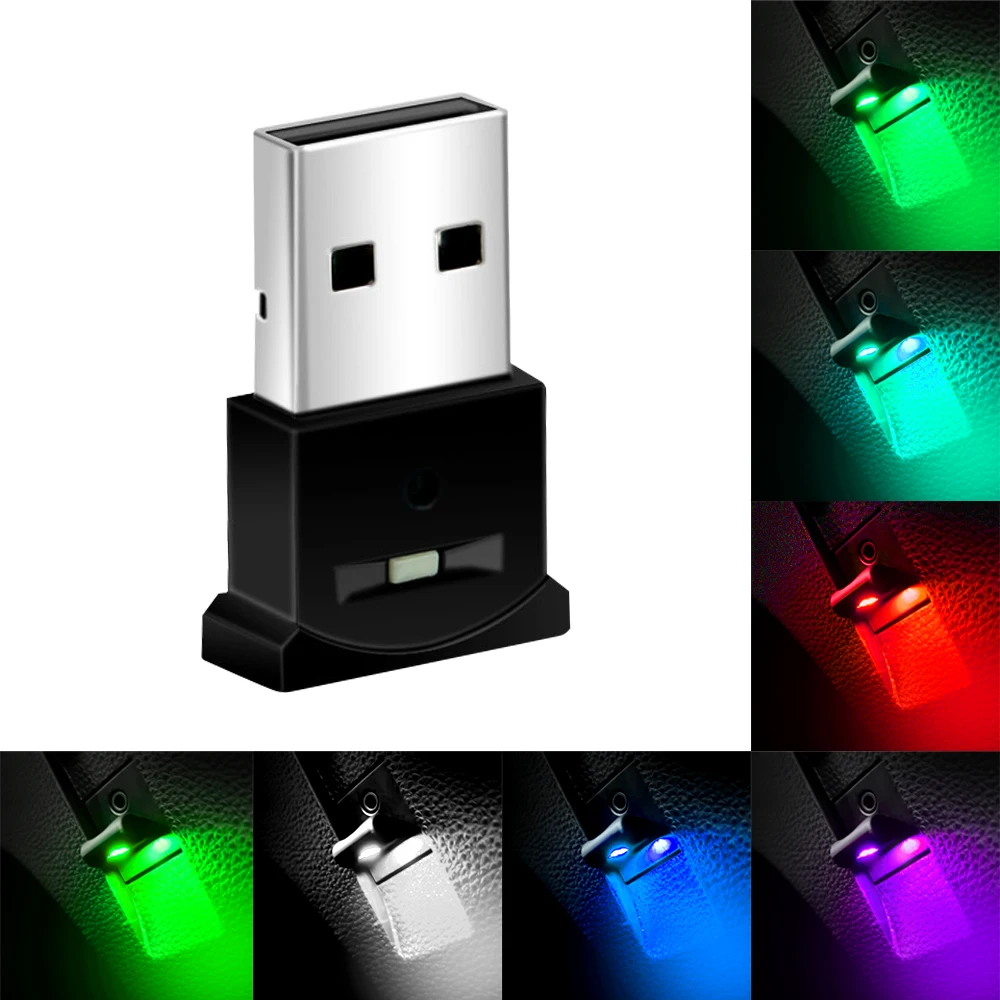 Car Mini USB LED Light Touch Switch RGB Colorful Auto Interior