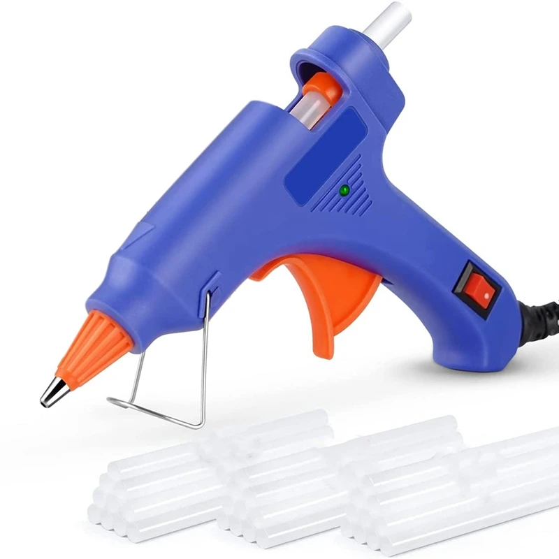 

Клей, мини горячий комплект мини-марки Linux с 30 клеевыми стержнями для школьных поделок, искусств «сделай сам», быстрого ремонта дома, 20 Вт, синяя вилка стандарта США