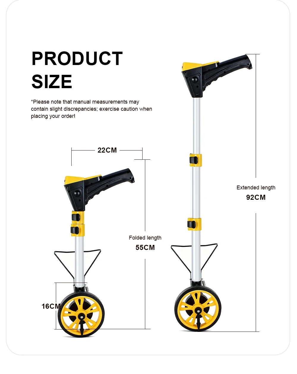 Digital Display Measuring Wheel Rolling Distance Tool Outdoor Rolling Push Gauge