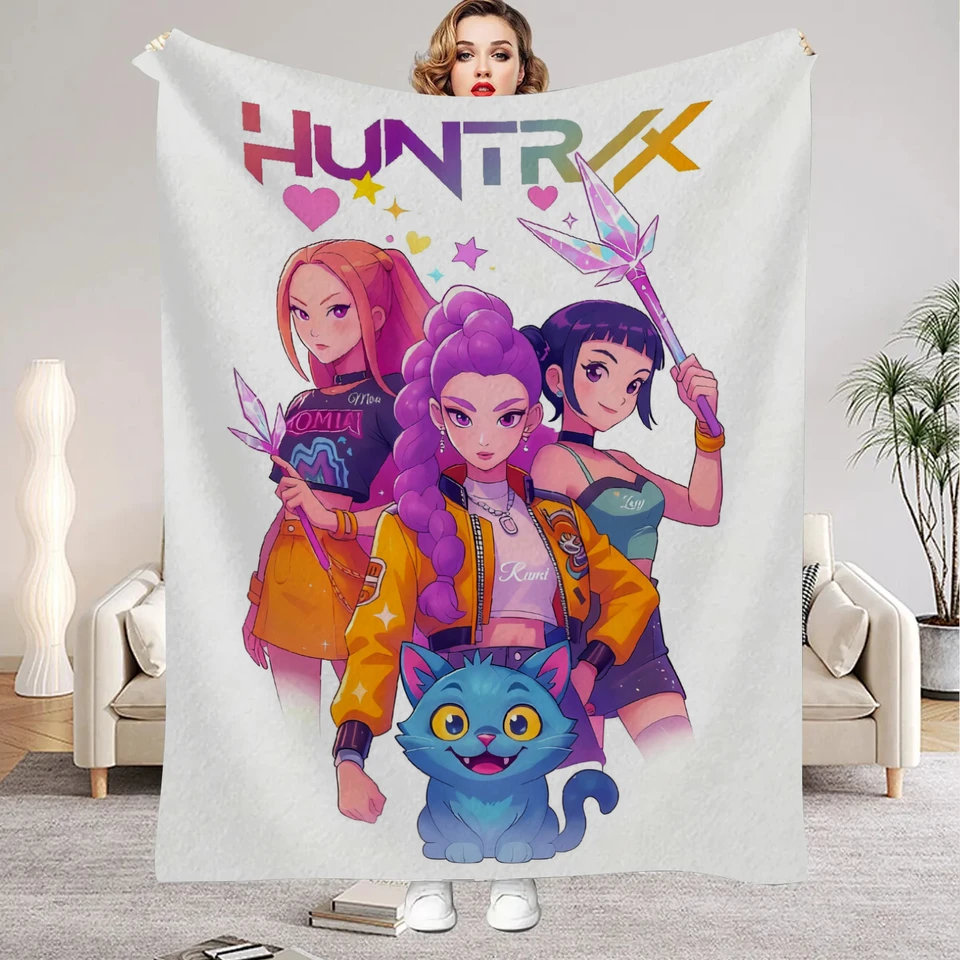 Couverture Molleton Flanelle K-Pop Demon Hunters - Tissu Doux, Impression Numérique | Pour Canapé, Lit, Voyage