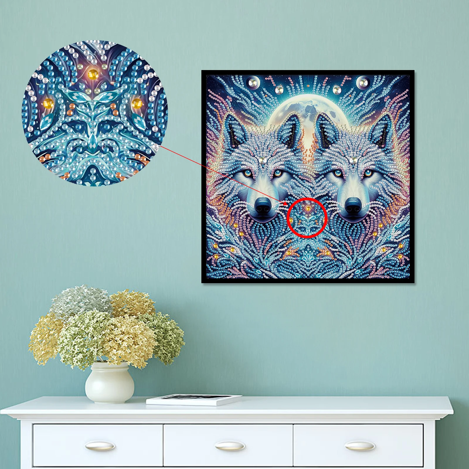 DIY Serious wolves 5D Special Shape Diamond Art Kits for Beginners Diamond Art Painting Kits for Home Wall Decoration Gift