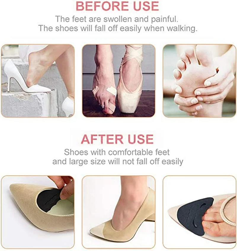 EVA Adjustable Soft Sponge Inserts High Heels Toe Plug Half Shoes Cushion Forefoot Insert Pad Feet Filler Insoles Anti-Pain Pads