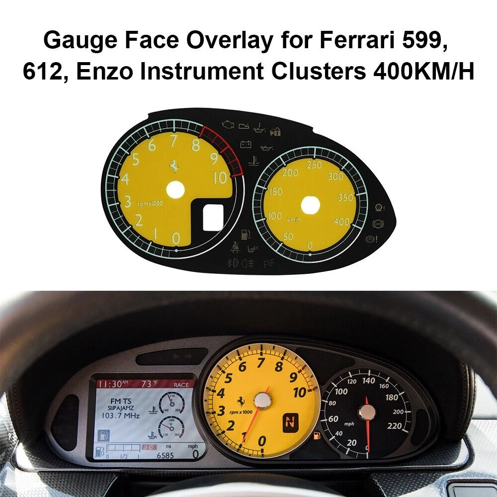 Sovrapposizione Facciale Del Cruscotto Per Ferrari 599, 612, Enzo Instrument Clusters 400 Km/H