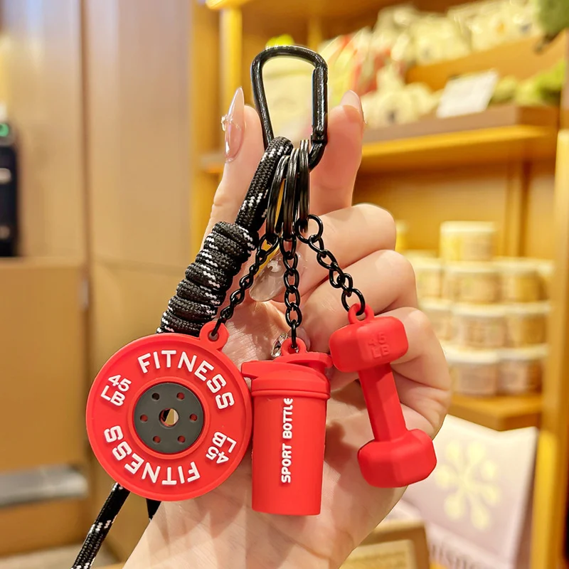 Detachable Barbell Plates Keychain Water Cups INS Simulation Dumbbells Keyring Creative Dopamine Fitness Series Pendant