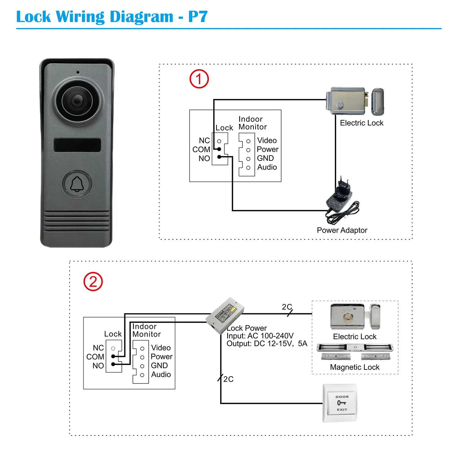4 Wired Video Door Phone Intercom System Home Outdoor Metal Doorbell Waterproof Cold Resistant Night Vision for Security 720P - 5