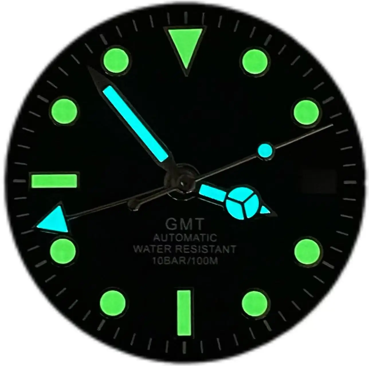 Luminous GMT Single Calendar Watch Dial, 28.5mm, No Logo