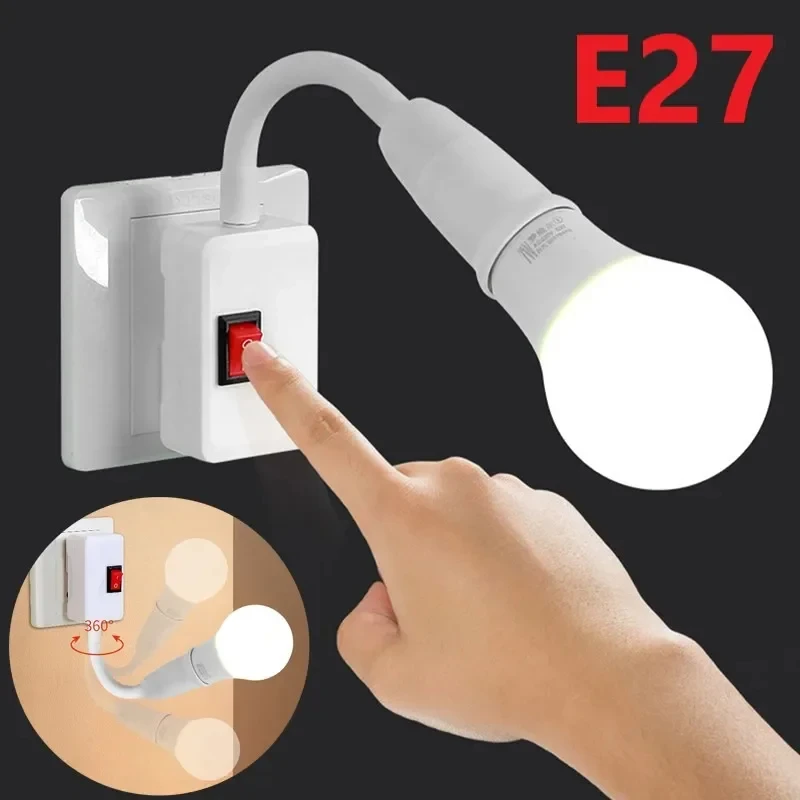 Rotary lamp head direct plug-in E27 socket lamp bulb holder switch EU US plug holder LED table led base