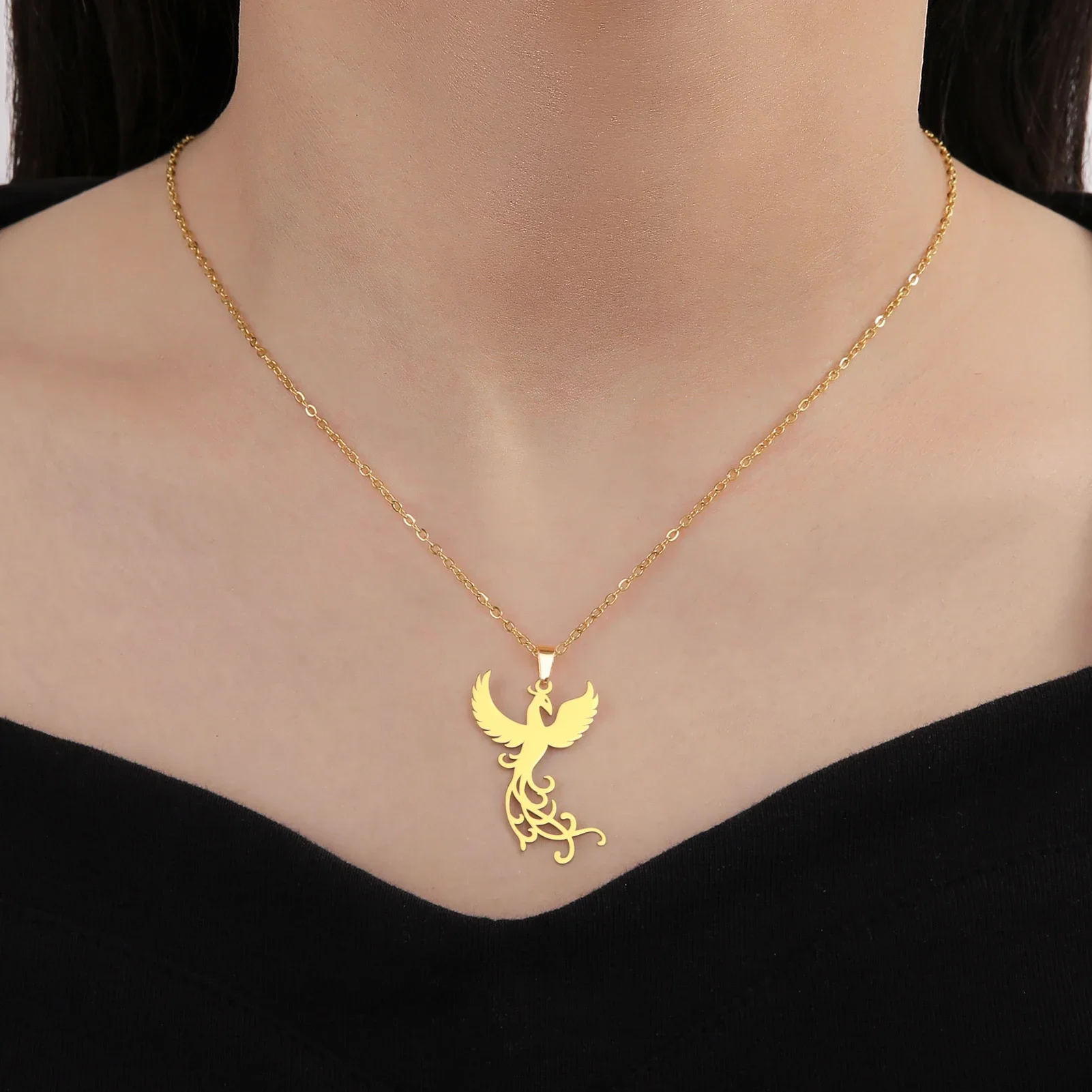 XIXLES Collar De Plata De Ley 925 Con Colgante De Fénix, Oro Rosa, Oro Blanco, Joyería De Fénix Para Mujer, Normal, Plata Esterlina, Circonia Cúbica