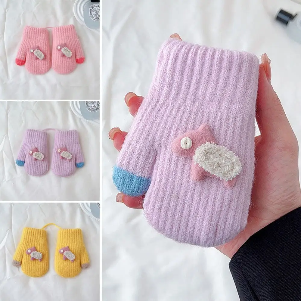 

Autumn Winter Gloves Children Baby Gloves Elastic Keep Warm Warm Mittens Thicken Knitted Full Finger Mittens For 0-2 Years Old