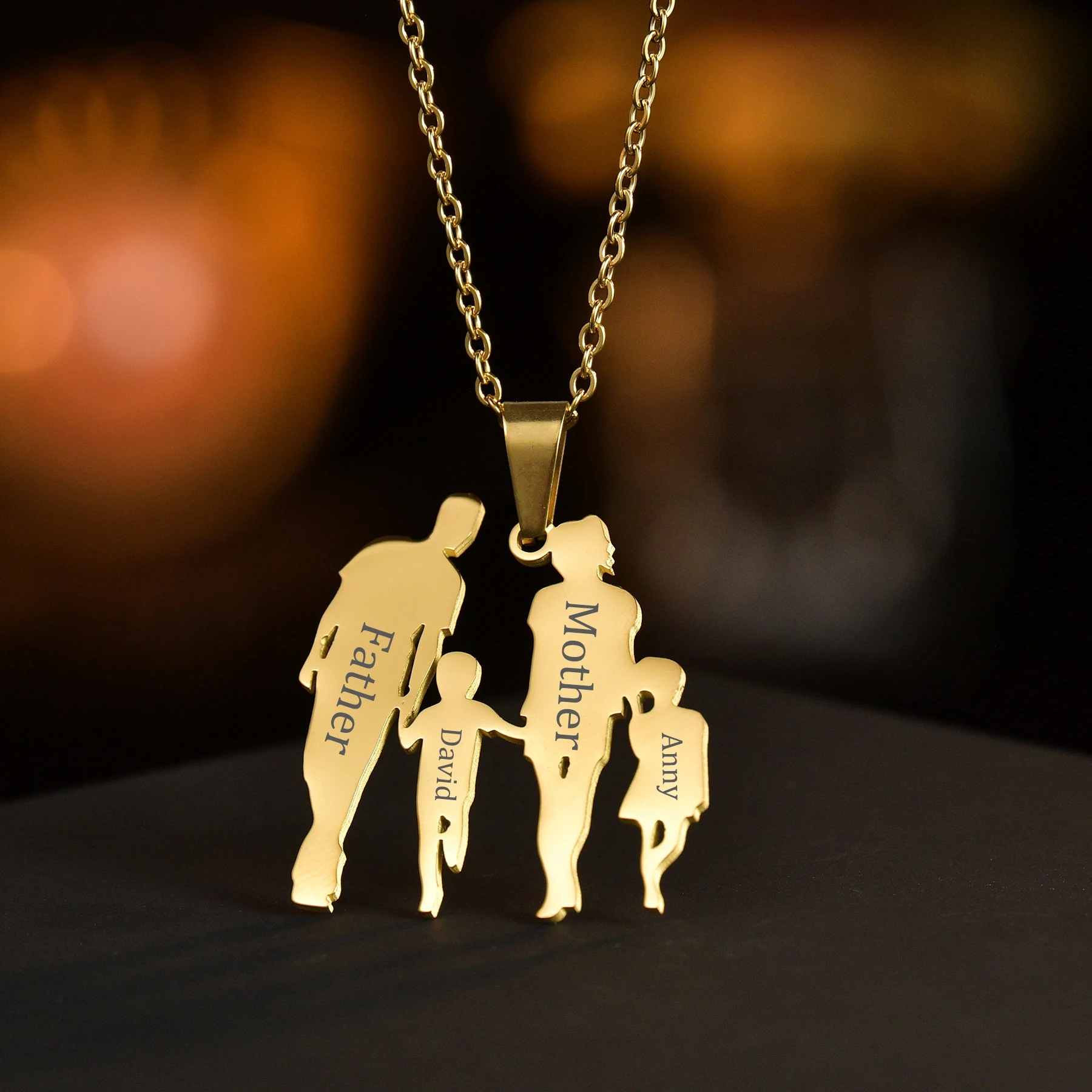 

Trendy Customized Engraving Name Necklace Stainless Steel Jewelry Adornment for Women Personalized Pendant Family Christmas Gift