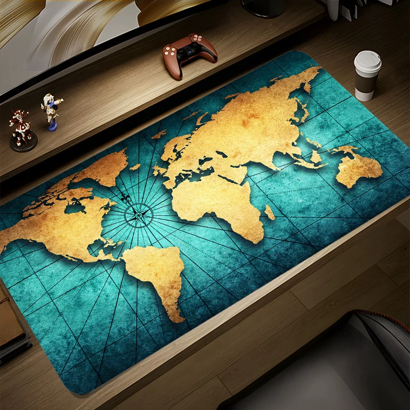 World Map Retro Office Desk Pad - Large 90x40cm Gaming & Home Accessory