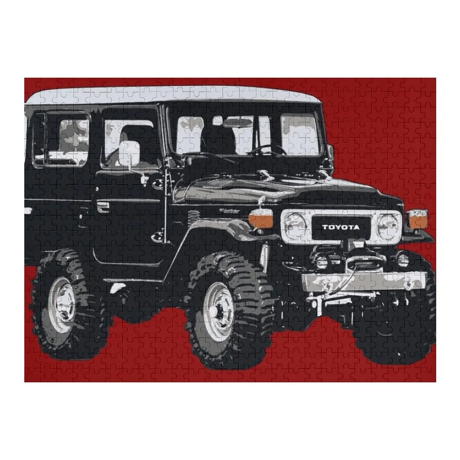 Land Cruiser FJ40 4x4 (on red) Jigsaw Puzzle Toddler Toys Game Children Custom Wood Wooden Decor Paintings Puzzle